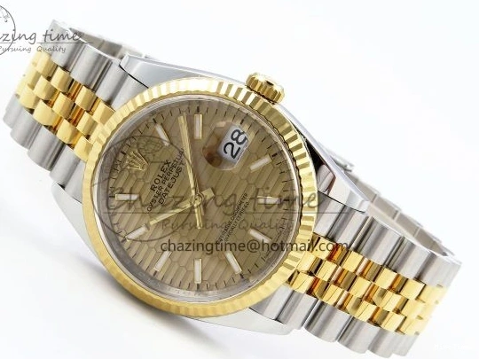 MiroTime 0112 DateJust 36 126233 Clean 1:1 Best Edition 904L Steel YG Textured Stick Dial on SS YG Jubilee Bracelet VR Trendy 1494